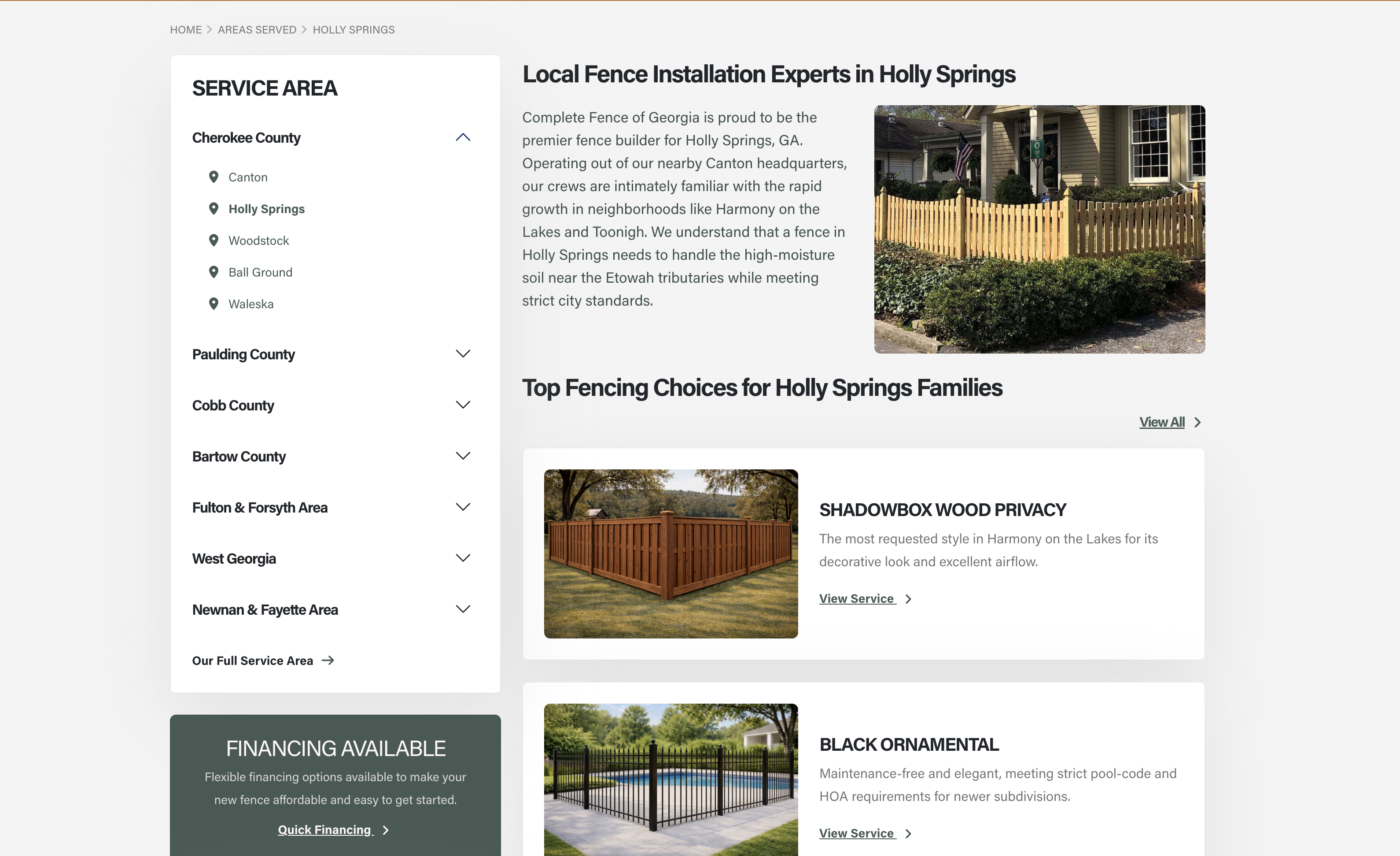 Complete Fence of Georgia service page design